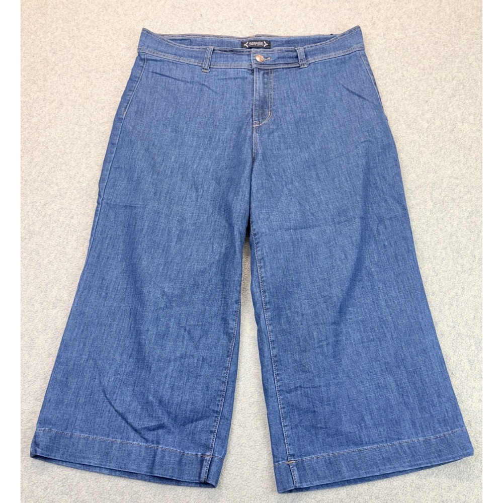 Nanette Lepore Womens Jolie Crop Jeans Blue Denim Super High Rise Wide Leg 12